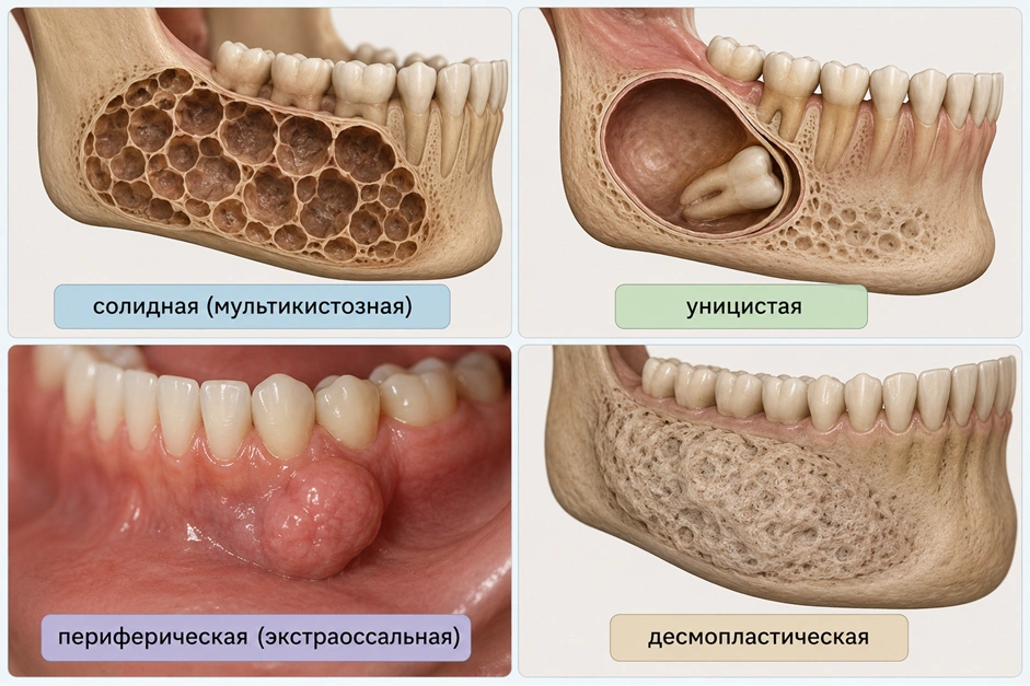 Солидная, уницистая, периферическая и десмопластическая амелобластомы