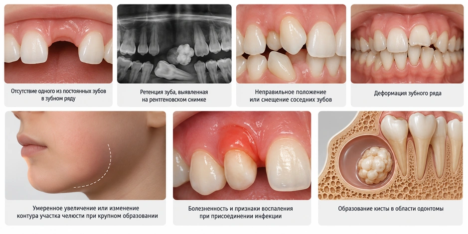 Признаки одонтомы челюсти
